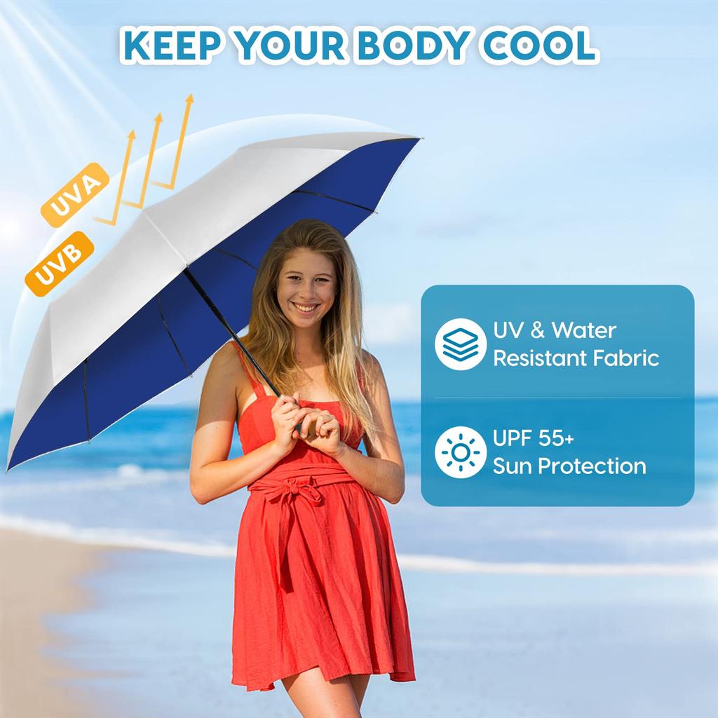 ZOMAKE Folding UV Rain or Rainy Season Typhoon Includes Storage Case Umbrella, Large, 9-Rib, One-Touch Operation, Windproof, Protection,