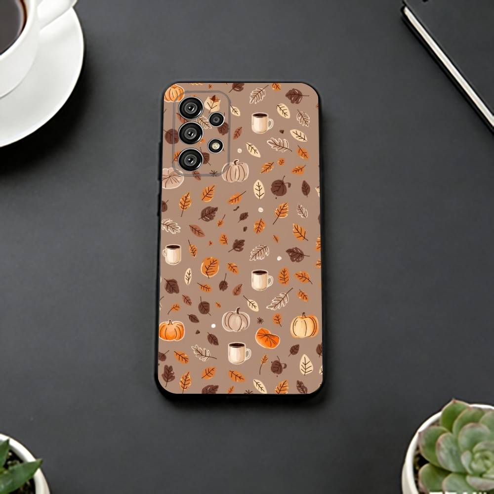 Autumn leaves P-pumpkin Phone Case For Samsung S25,S24,S21,S22,S23,S30,Ultra,S20,Plus,Fe,Soft Silicone Black Cover