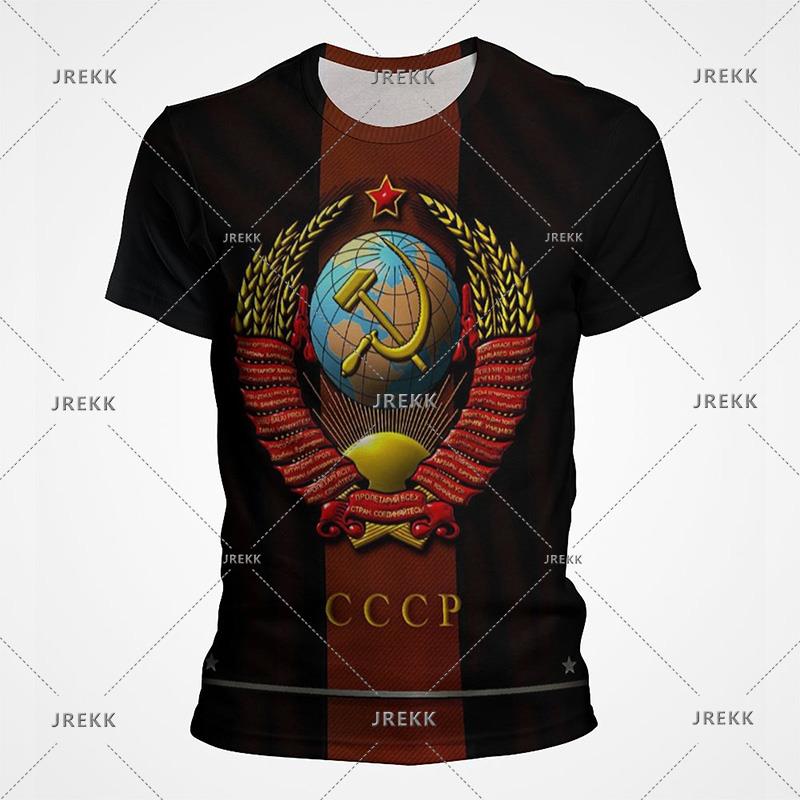 Russian Flag Logo Graphic T Shirts CCCP Banner 3D Printed T Shirt For Men Military Oversized T-Shirt Streetwear Casual Tee Tops