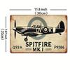 2D Spitfire P93K MKI Tin Sign–1940s Battle of Britain Relic with Camo Designfor Aviation Garages,Nautical Bathrooms  Warbird Bars