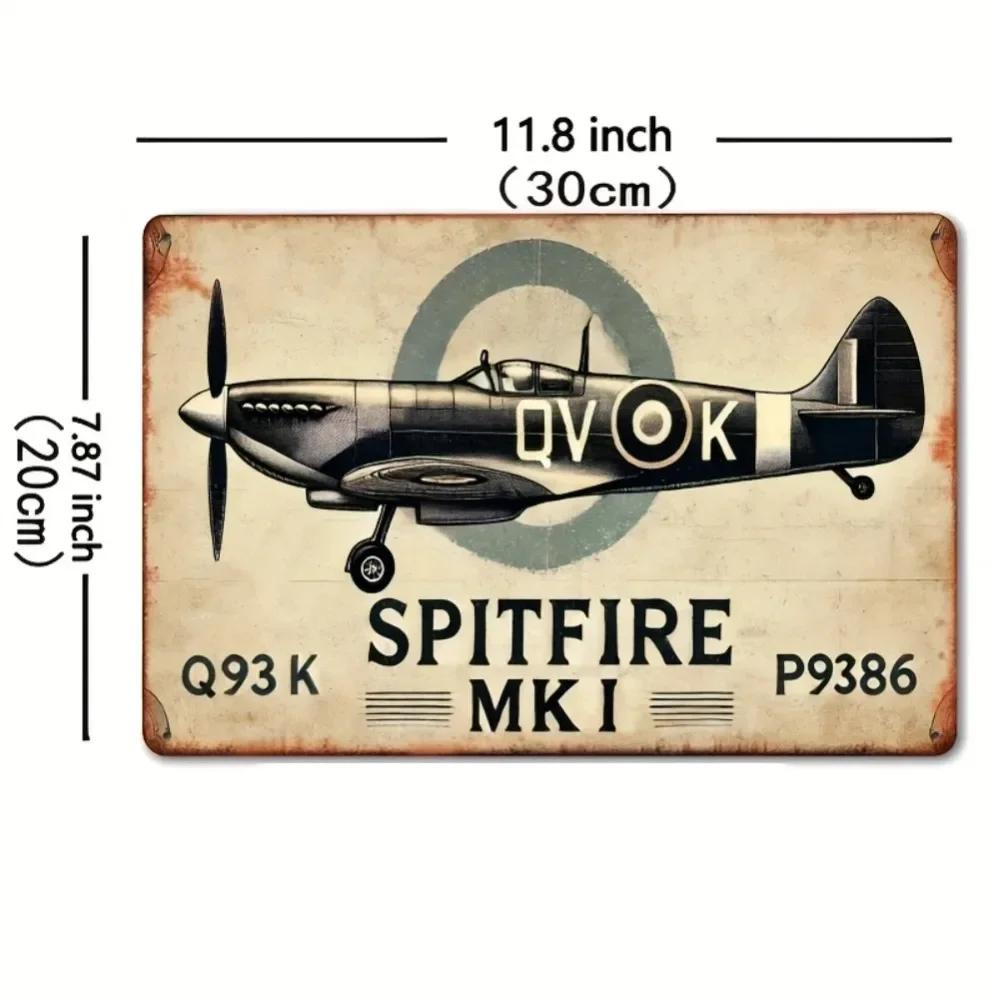 

2D Spitfire P93K MKI Tin Sign–1940s Battle of Britain Relic with Camo Designfor Aviation Garages,Nautical Bathrooms Warbird Bars 20x30cm