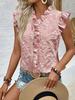 Nuevo Conjunto de Chaleco de Verano para Mujer Camisa de Manga Corta con Volantes de Encaje Floral