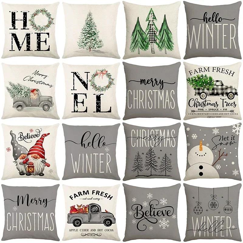 Christmas Decor Pillowcase 35/40/45Cm Holiday Farmhouse Home Decorative Cushion Cover Cute Dwarfs Reindeer 3D Print Pillow Cover