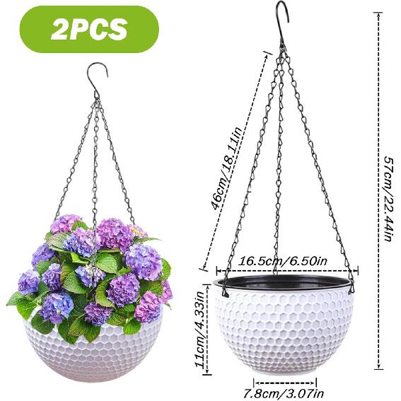 Hanging Planter & Baskets, Hanging Pots for Plants Indoor, 2PCS 6.5" Self Watering Hanging Planter, Hydroponics/Soil Culture Hanging Flower Pot with