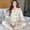 Ice Silk Pajamas Women's Spring and Autumn Long-sleeved Summer Thin 1011 New High-end Silk Loungewear Cardigan Set