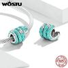 WOSTU 925 Sterling Silver Blue Snake Vintage Dragon Charm Bead Pendant Fit Original Bracelet Necklace For Women Jewelry CTC576