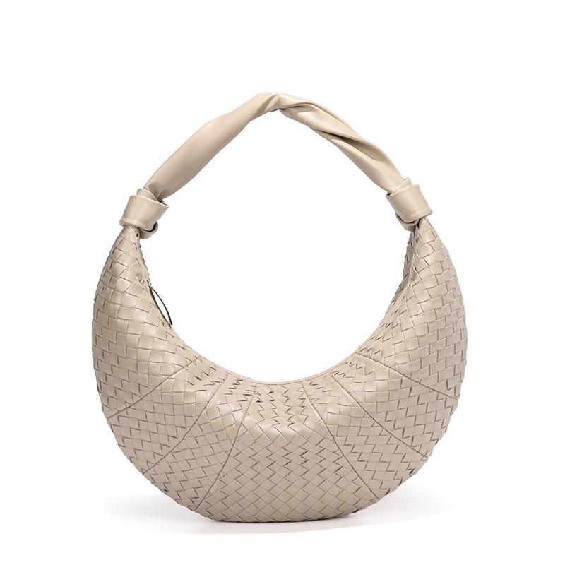 

Хит продаж сумка-полумесяц из плетеной рогожки, модная ручная ретро сумка-пельмень, нишевая новинка, на плечо, под мышку