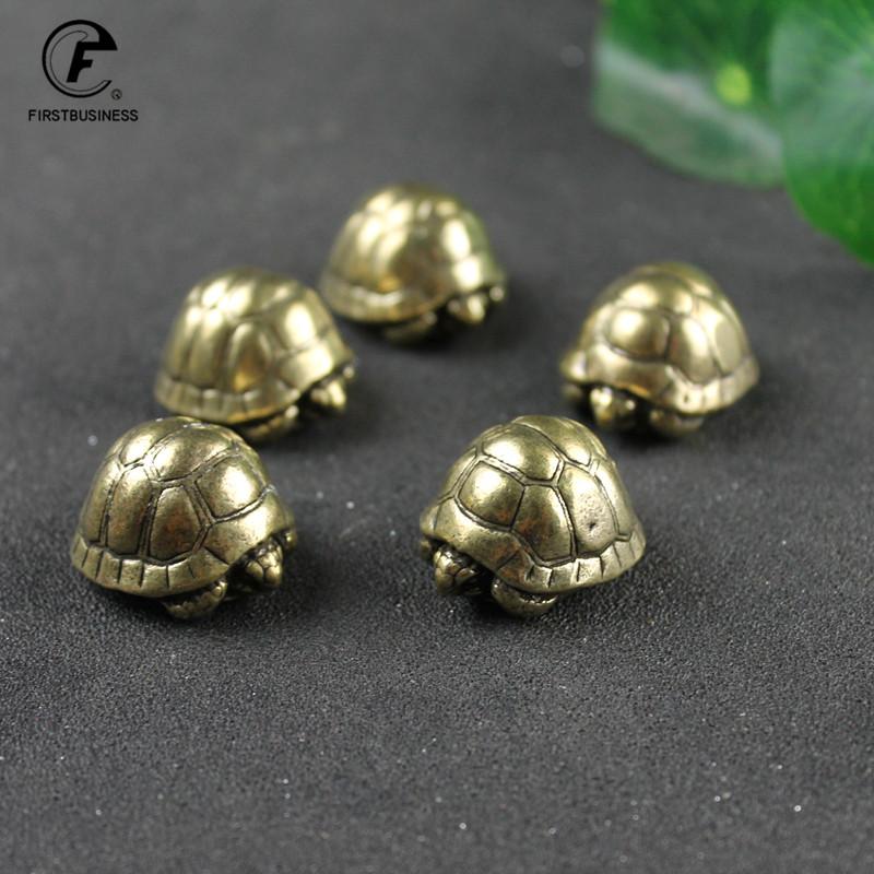 Heavy Ball Shape Turtle Miniatures Figurines Antique Metal Brass Animal Tortoise Small Statue Tea Pet Table Ornament Home Decors
