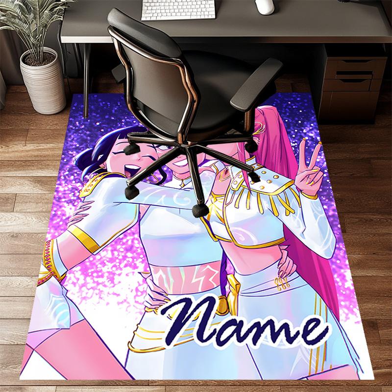 Custom KPop Demon Hunters Mat Personalized Name, Polyester Washable Indoor Entryway Rug, Gift for Christmas, Easter, Thanksgiving Day