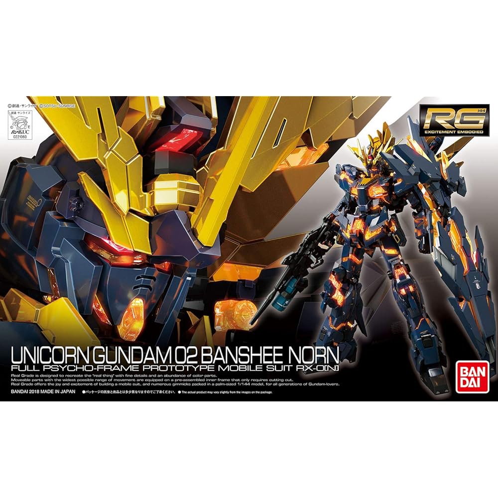Bandai Spirits RG Mobile Suit Gundam Unicorn Banshee Norn 1/144 Scale Color-Coded Plastic Model Kit