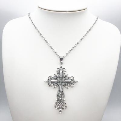 Gothic Dark Style Cross Pendant Necklace Rock Punk Goth Fashion Necklaces for Women Men Jewelry Design Mystical Gifts