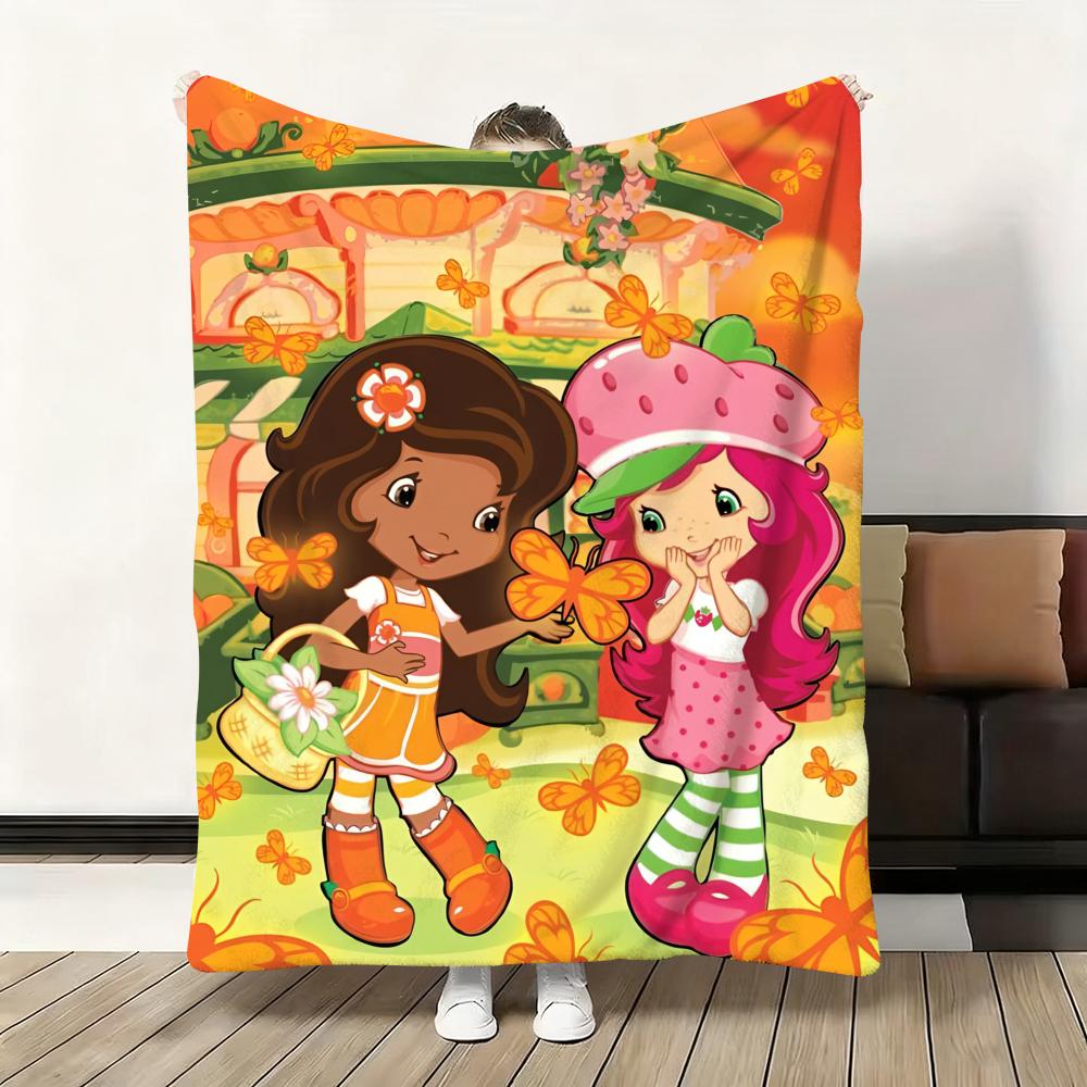 Süßer Cartoon s-Erdbeer S-Sahnetorte Überwurf Flanell Flauschig Weich Decke Warm Hautfreundlich Überwurf für Sofa Bett Büro Nickerchen Winter