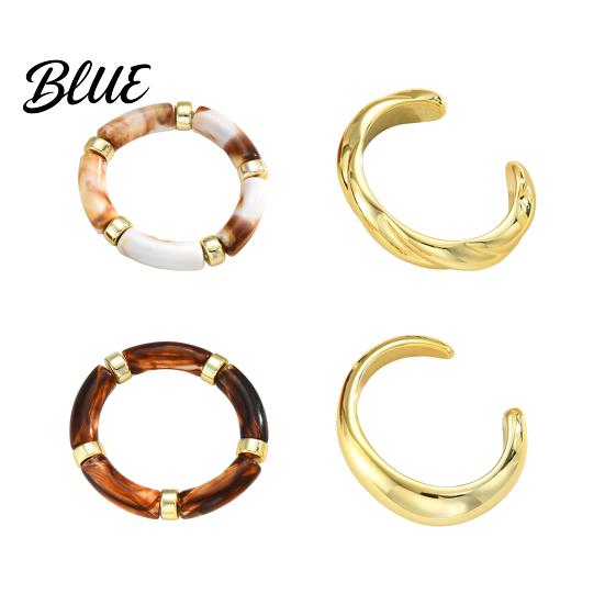 Wrist Layering Set 4Pcs/Set Women Bracelet Opening Adjustable High-Polishing Metal