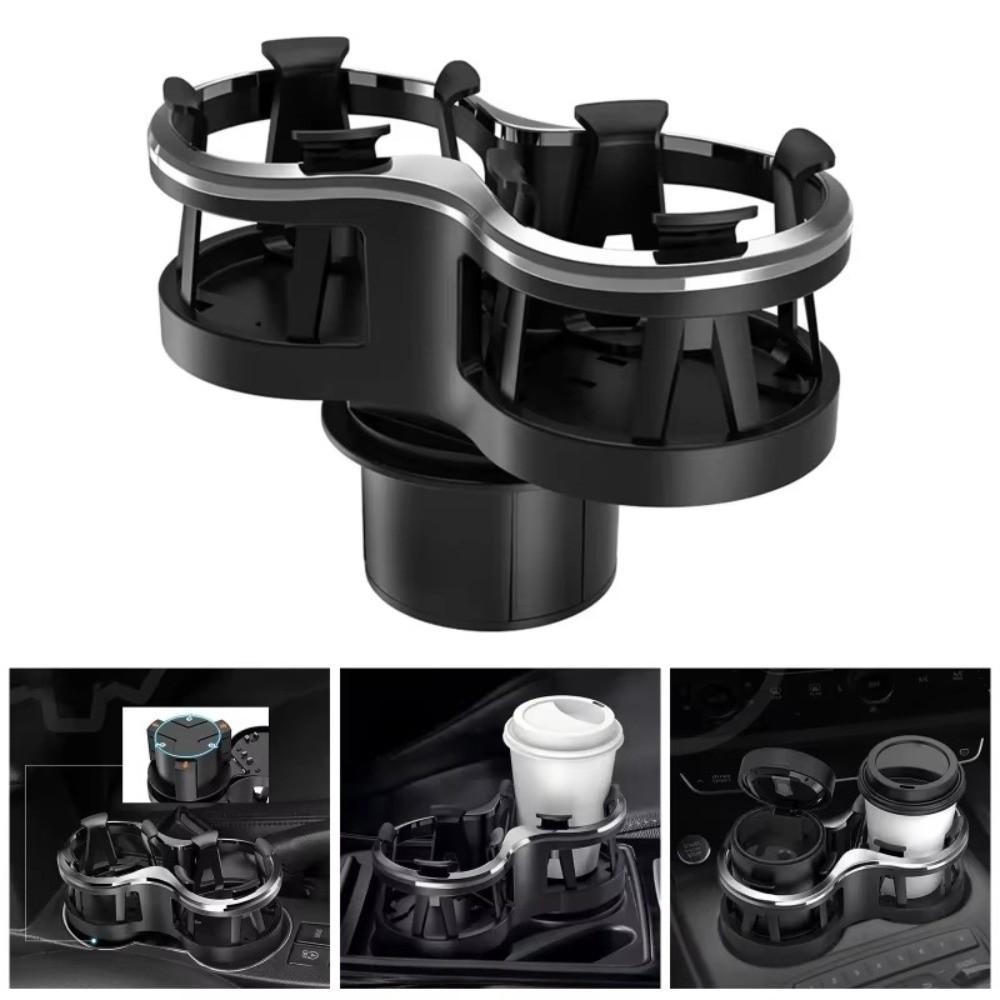 Adjustable Dual Cup Holder Two Hole Beverage Holder For Car Interior Drink Storage