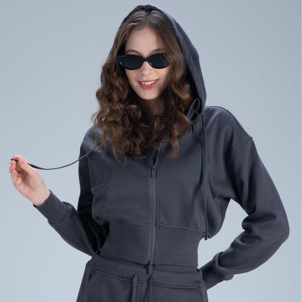 Lulu Zgly Women's Autumn Winter Hooded Sports Jacket & Yoga Set for Running, Mountaineering, Training & Fitness