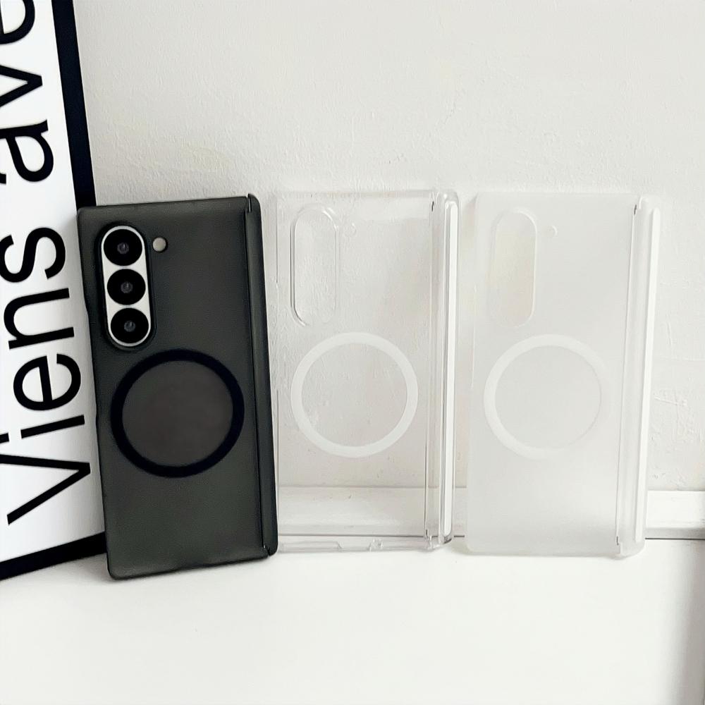 For Magnetic Matte Case for Samsung Galaxy Z Fold 7 6 4 Zfold7 Wireless Charging Hinge Protection Transparent Cover