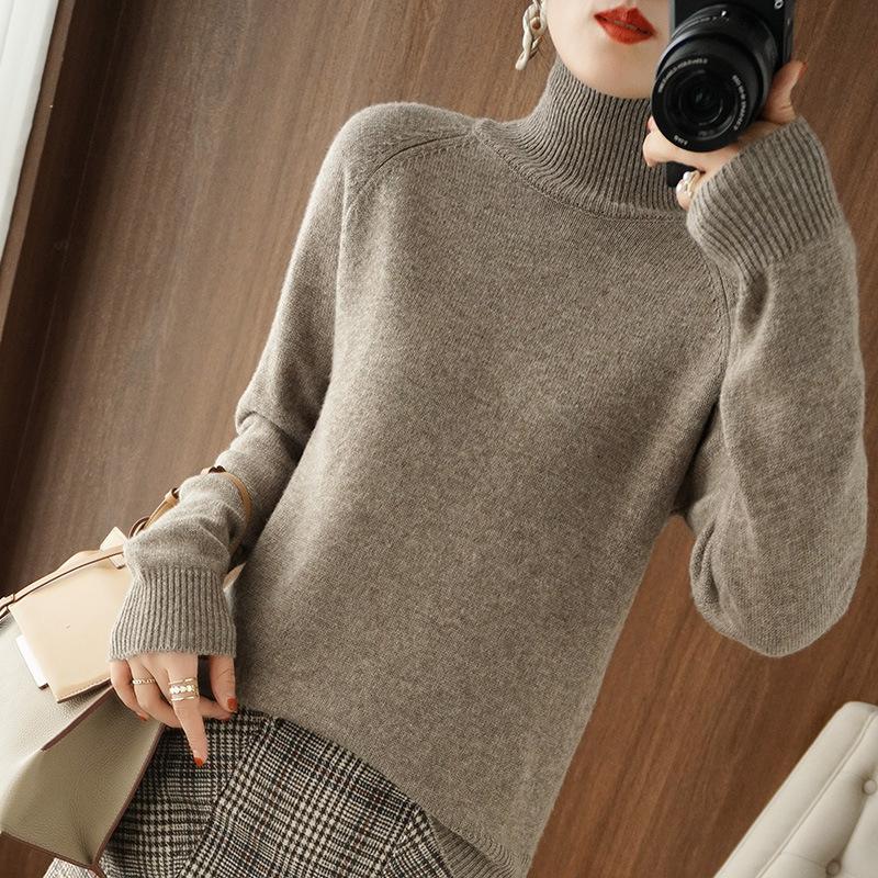 YYFS Women's Fashion Casual Solid Color Print Autumn Winter Long Sleeve Stand-collar Pullovers & Long Sleeves