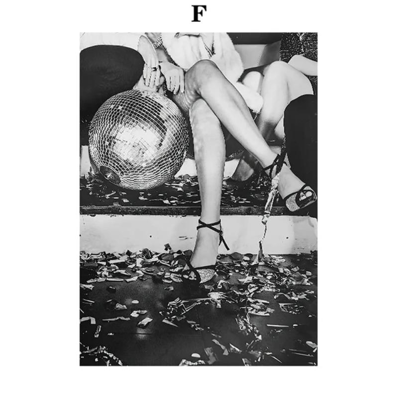 Elegant Retro Fashion Wall Art Canvas  Beauty Dancing Legs Red Wine Black  White Nordic Poster for Room Decor