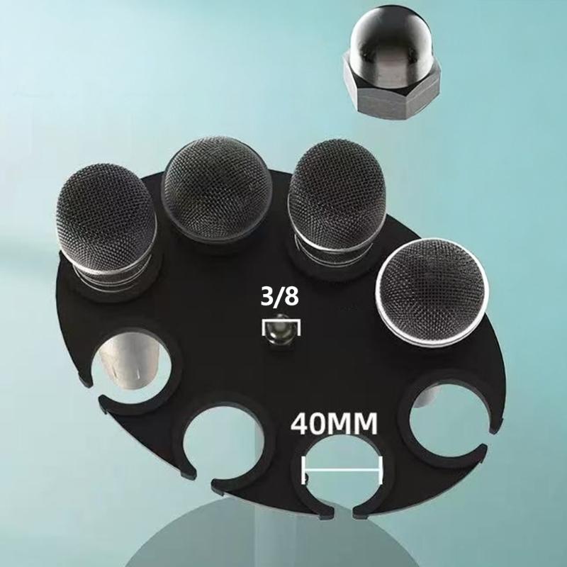 Desktop Microphone Stand Holder With 8 Slots For Secure Storage And Easy Organization Of Multiple Mics