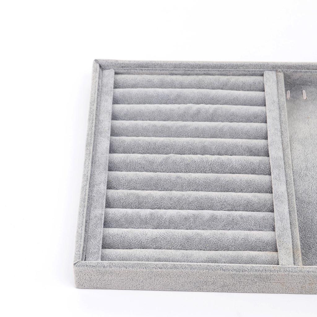 Sametový podnos na šperky Vynikající držák na šperky Přenosný organizér na prsteny, náušnice, náhrdelníky Úložný box Organizátorové podnosy