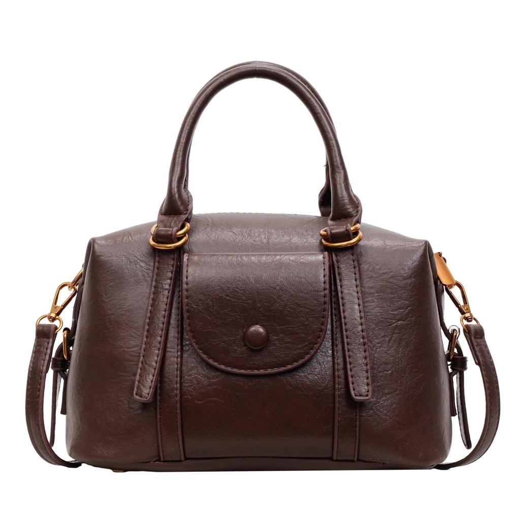 Fashionable Ladies Handbag Small Boston Bag Premium Retro Simple Shoulder Bag PU Material Crossbody Bag Suitable for Daily Commuting Shopping Travel
