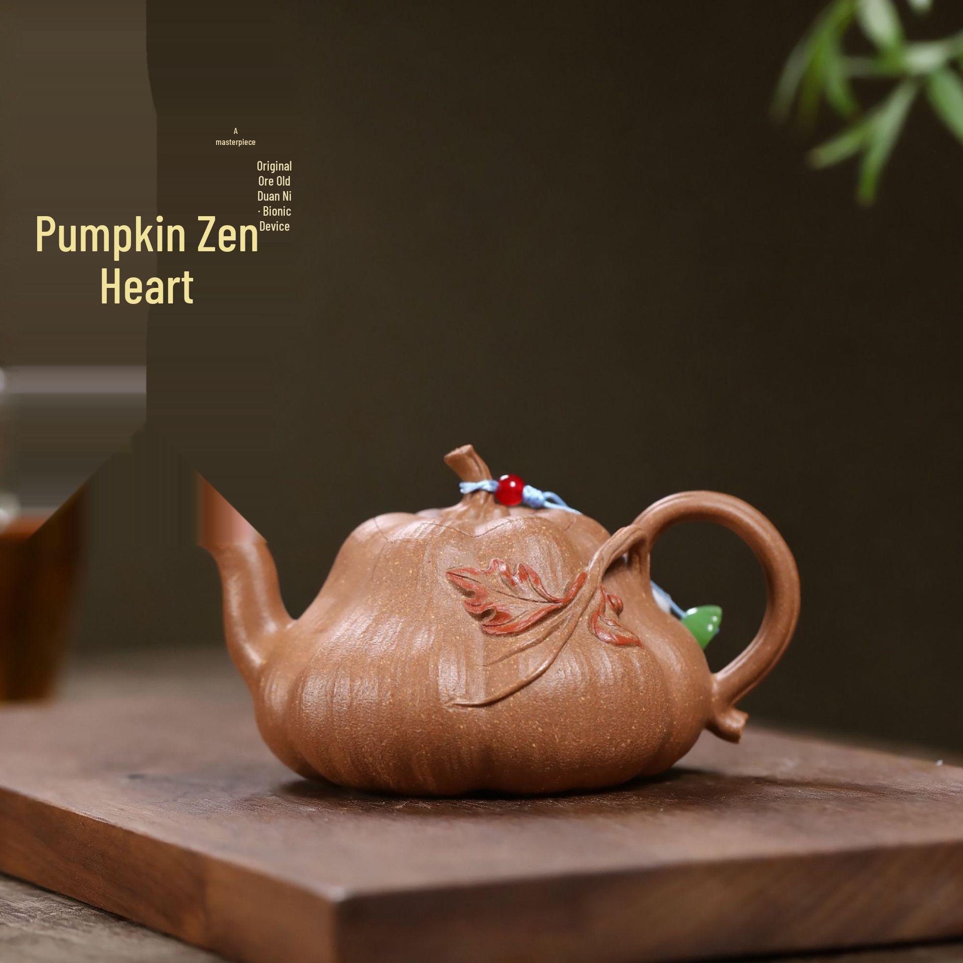 

Original Old Duan Ni Handmade Thin-Walled Pumpkin Zen Heart 180ML Biomorphic Yixing Zisha Teapot Set 180ML