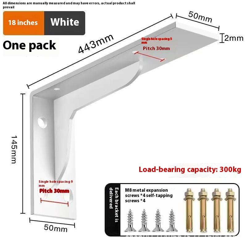 1/2Pcs Black/White/Silver Stainless Steel Corner Code Triangle Bracket Load-Bearing Bracket Wall Fixed Corner Storage Rack