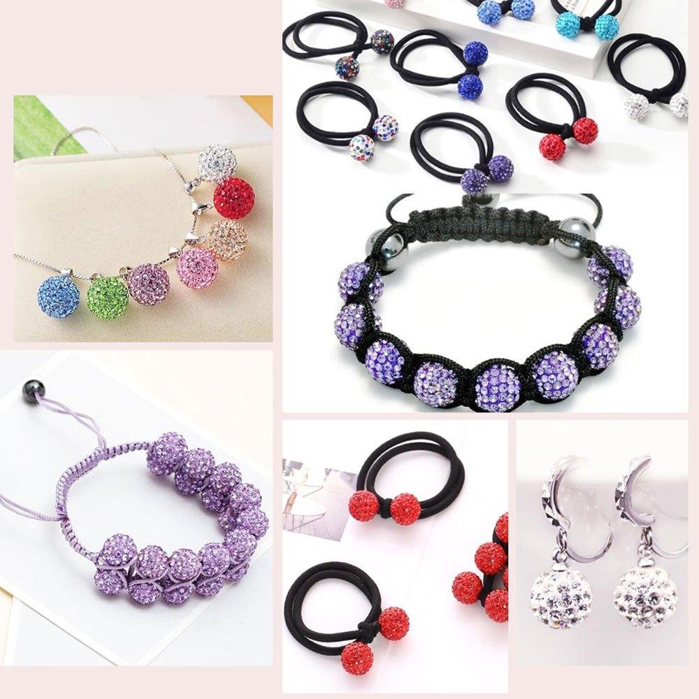 10/20/40 Stück Perlen in 15 Farben gemischt, zur Schmuckherstellung, Herstellung von Armbändern und Halsketten und als DIY-Dekoration, glänzende runde Discokugel-Perlen.