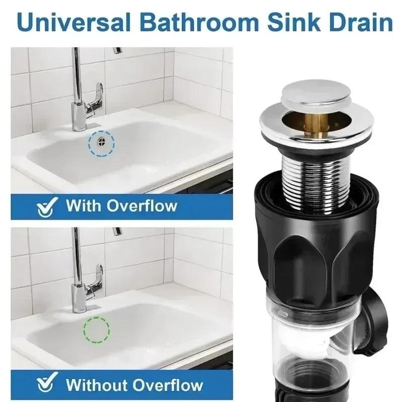 Universal Flip Stainless Steel Washbasin Sink Drainage Pipe Kitchen Bathroom Wall Mount Anti Odor Drain Pipe Rust-proof