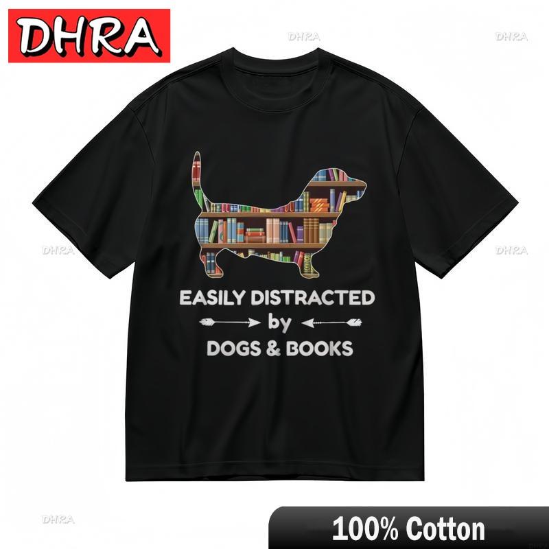 

Womens Breathable Classic TShirt Dogs Books Distraction Graphic Tee Cool TShirts Italian for Summer Outfits Girlfriend 4XL