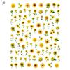 Samolepka na nehty Sunflower Shape 3D Effect Ultra Thin Blossom Floral Nail Art Water Obtisky pro ženy