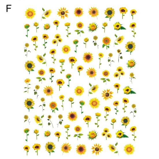 Samolepka na nehty Sunflower Shape 3D Effect Ultra Thin Blossom Floral Nail Art Water Obtisky pro ženy
