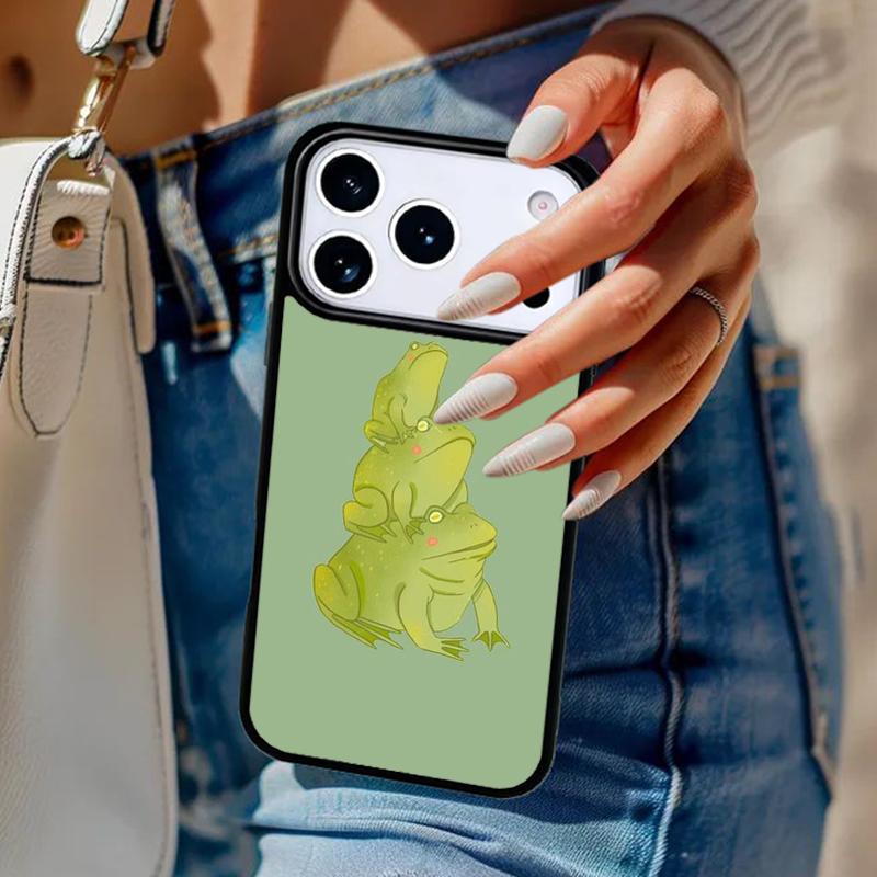 Cartoon Frog Phone Case For iPhone 17 Air 14 15 13 12 Max Cover For Apple 14 15 16 16e 11 Pro Max Plus Coque