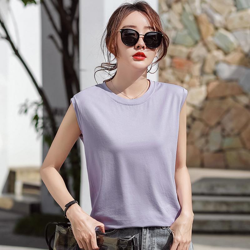 Cotton Sleeveless T Shirt For Women Summer Casual Fit For Office Use