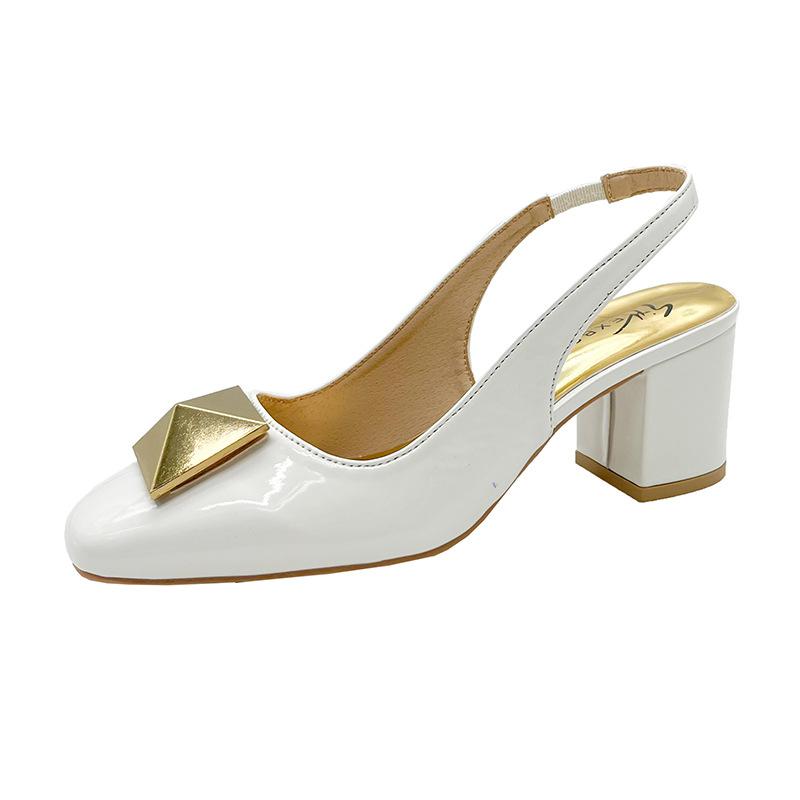 

Модные сандалии на толстом каблуке с сумкой на носке 2025, квадратные сандалии с пряжкой в один ремешок, на среднем каблуке, удобные темпераментные сандалии со стразами 40 белый