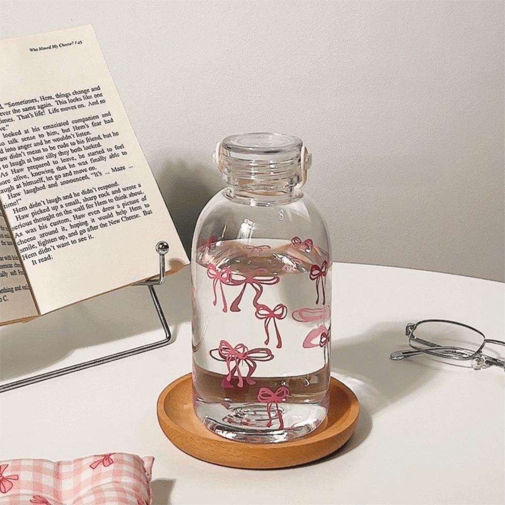 Bowknot Coffee Cup Transparent Water Bottle New Straw Mug
