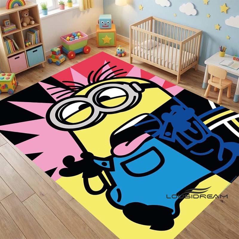 "I LoveM- Minions" Cartoon-Print Rug — Non-Slip Kitchen Mat, Outdoor Carpet, Home & Bedroom Decor, Yoga Mat, Birthday Gift.
