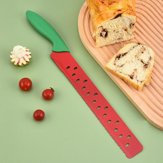 Coltello per Anguria con Custodia, Taglierino Dentato in Acciaio Inossidabile per Tagliare Anguria Pane Torta Formaggio, Strumento Multiuso per Cucina e Pasticceria