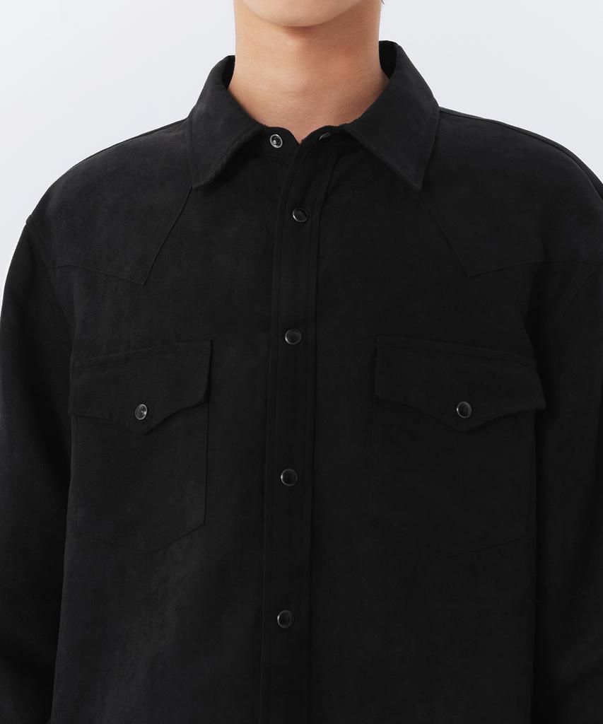 MUSINSA STANDARD Synthetic Suede Western Shirt [Black]