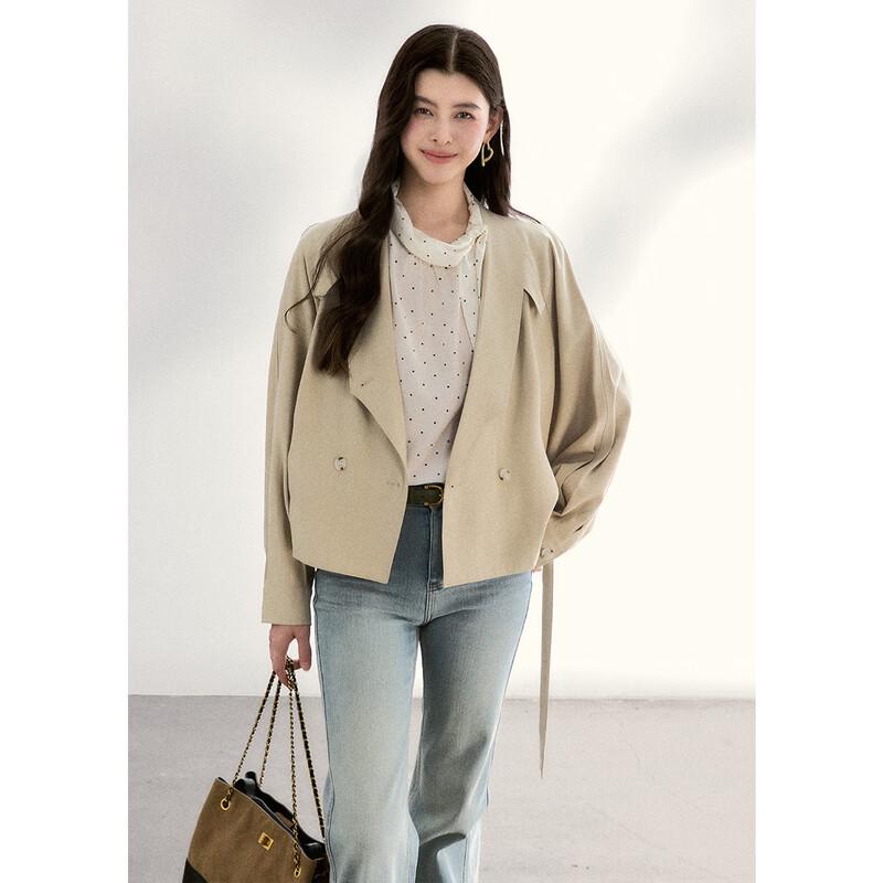 MiXiu Petite Belted Lapel Short Coat