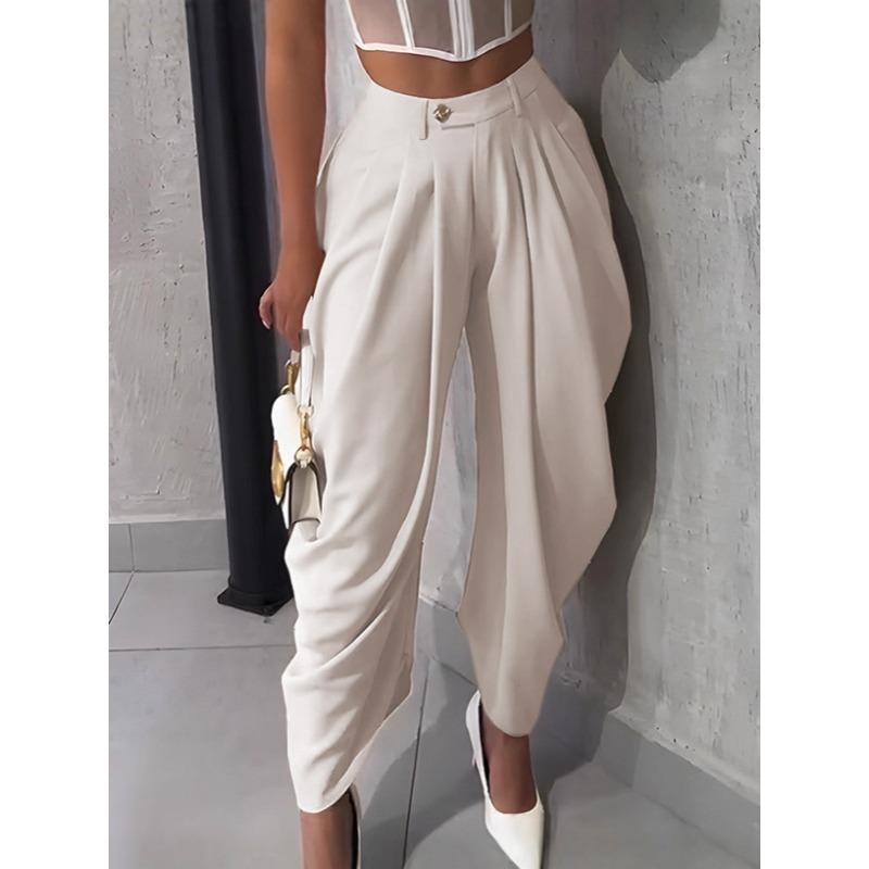 Mid Waist Women's Cargo Harem Sweat Pants with Ruched Casual Street Style Trousers Office Ladies Work Trousers