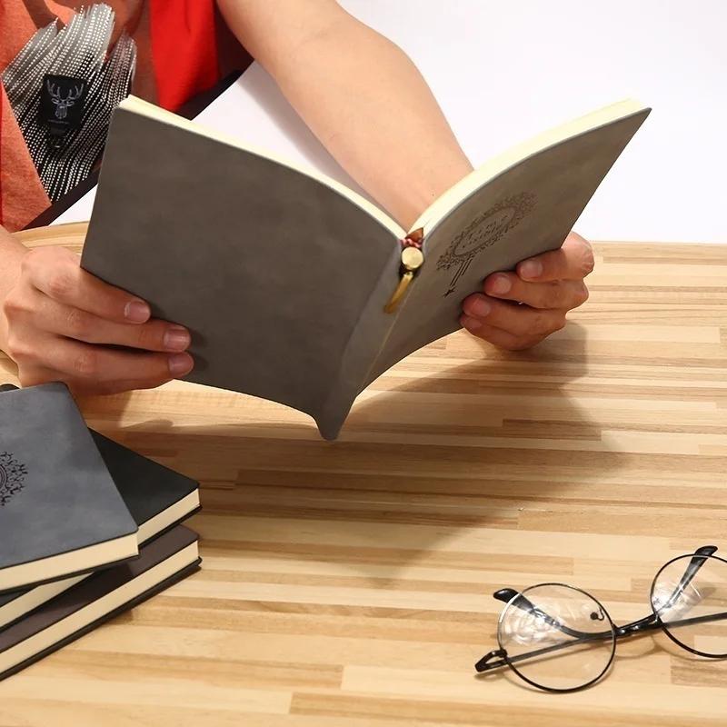 A5 Retro Leather Office Notepad with Pen Printing Travel Diary Business Men Notebook Students School Supplies Korean Stationery