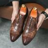 New Brown  Shoes for Men Pointed Toe Lace-up Black Men's Formal Shoes Handmade Business Size 38-48