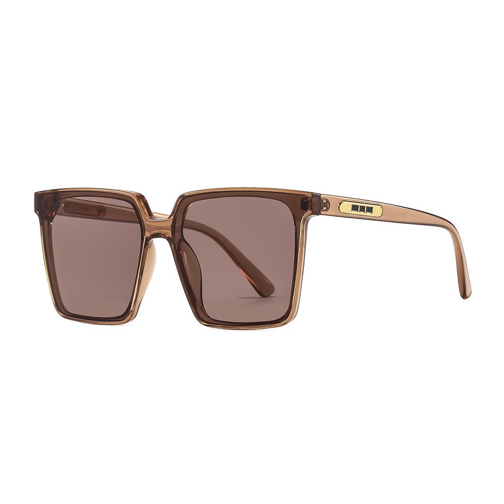 Korean Style Unisex Large Frame Square Sunglasses with Face-Slimming Sun Protection