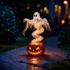Spooky Ghost Pumpkin Lamps Halloween Swirling Yard Lamp, Lighted Outdoor Holiday Lawn Accents Statue, Warm LED Decoration for Porch Garden Decorative