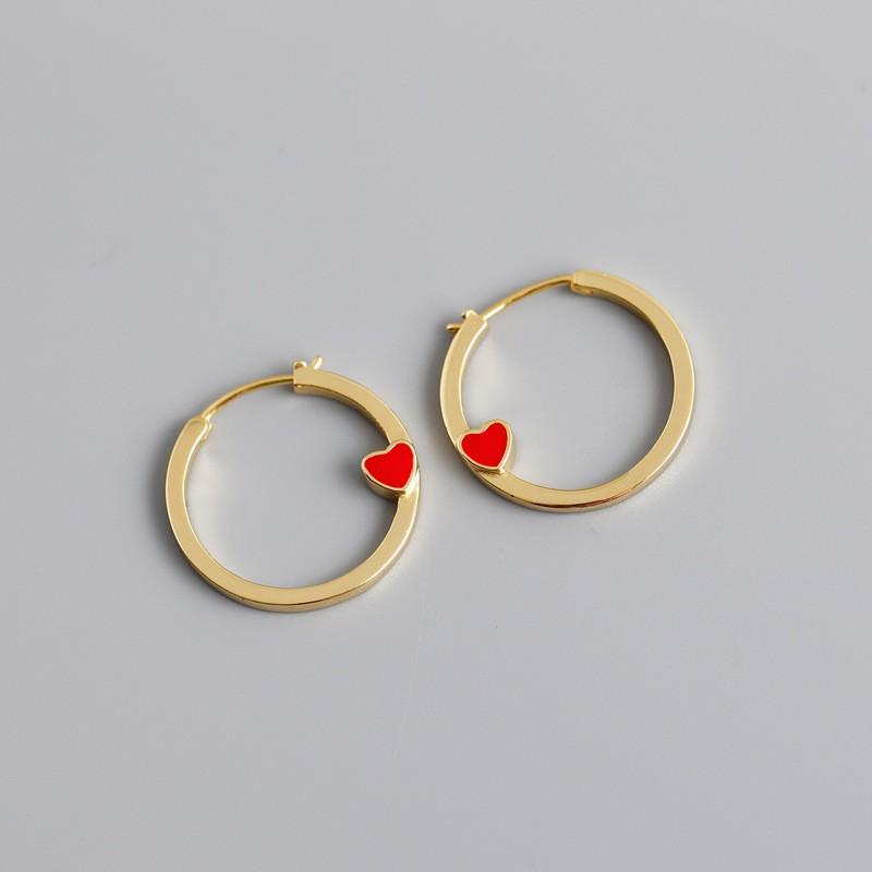 Gold Plated Heart Shape Hoop Earrings Women Sterling Lightweight Luxury Daily Wear 925 Sterling Silver