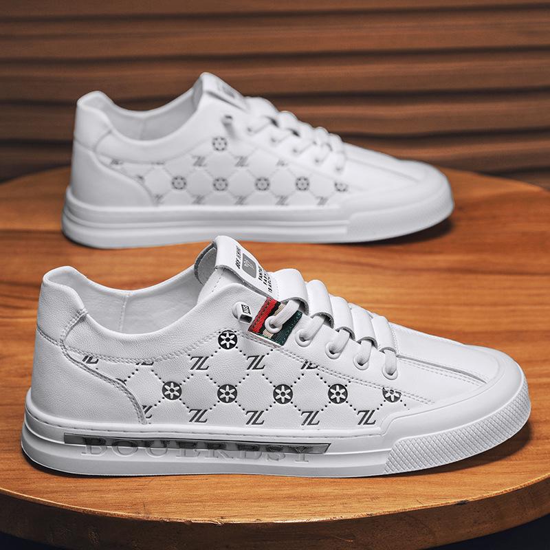 

Summer New Men s Board Shoes Casual Trend Leather Shoes White Work Lazy Shoes 38