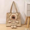 Cute Bear Canvas Going Out Cat Bag Can Be Exposed Cat Portable Small Dog Pet Backpack Shoulder Bag