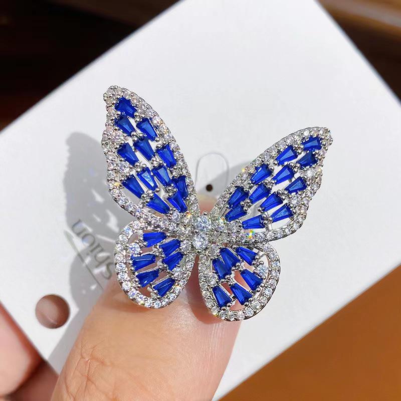 Colorful Copper Zirconia Butterfly Ring – Adjustable, High-Grade, Cute, and Stylish.