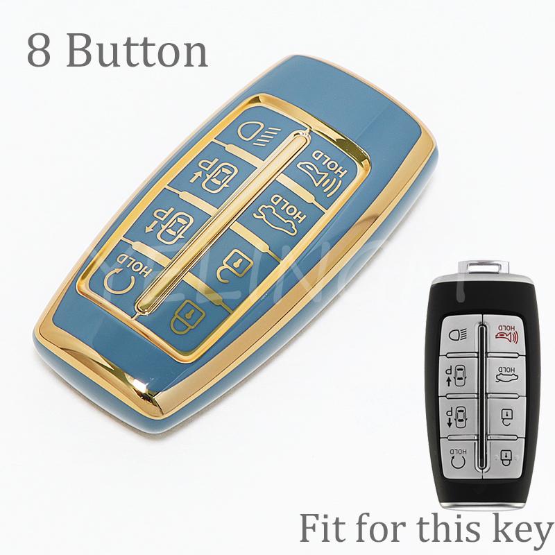 8 Buttons Tpu Car Key Cover Case For Hyundai Genesis G80 Gv70 Gv80     Remote Key Holder Auto Accessories
